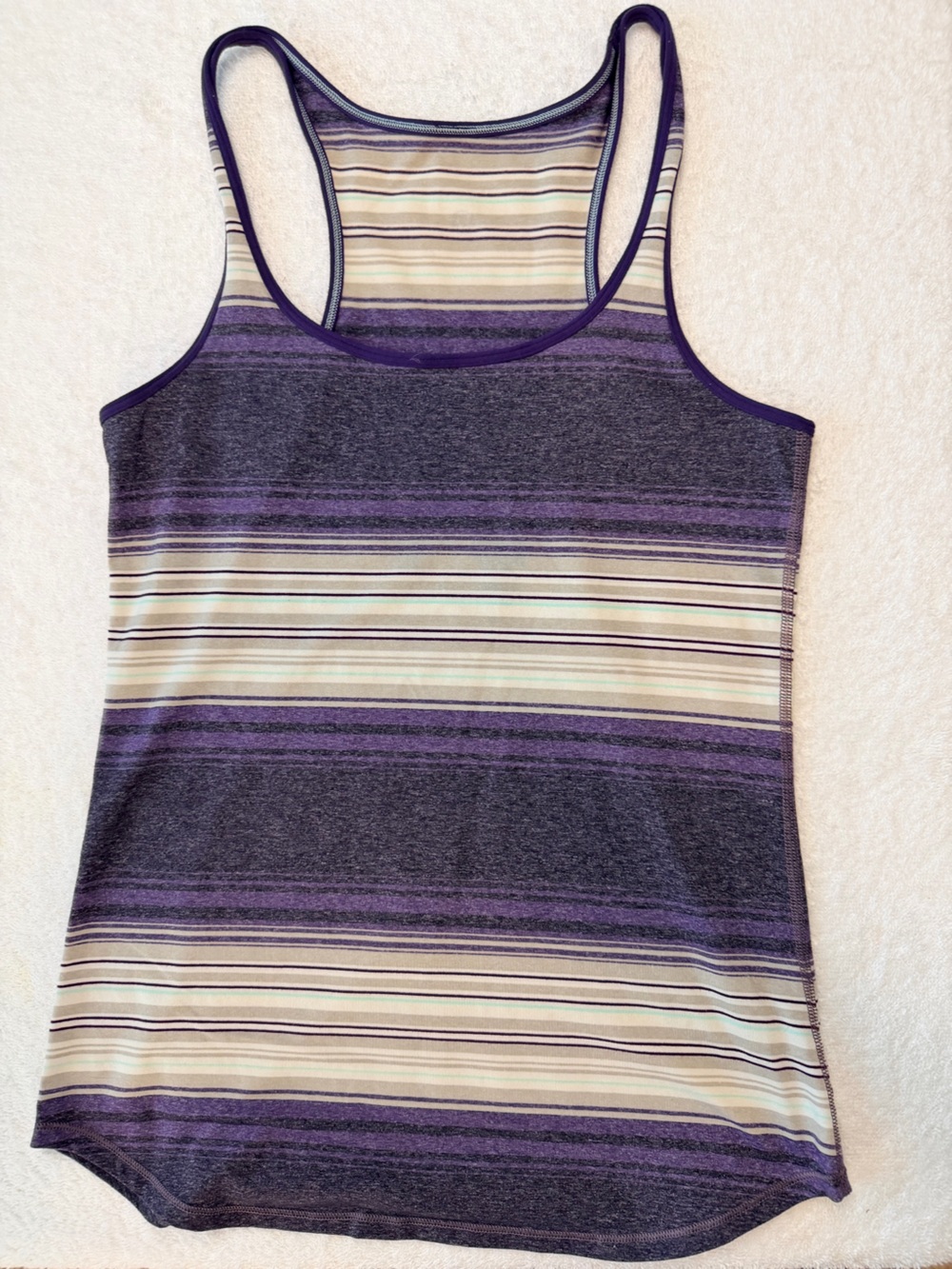 lululemon athletica Purple & Cream Striped Racerback Tank